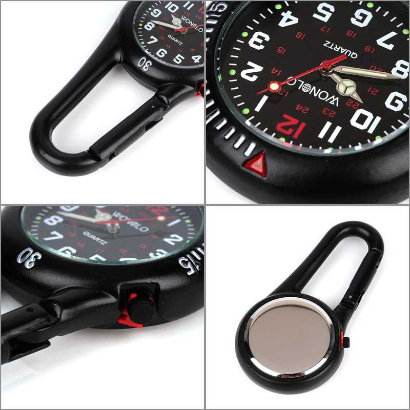 WONOLO Clip on Carabiner Luminous Face FOB Digital Watch for