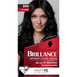 Schwarzkopf Brillance Intensive Colour Cream 890 Black (3 x 170 ml), Permanent Hair Colour with 100% Grey Coverage, Colouration with Nourishing Biotin Complex for up to 12 Weeks of Colour Intensity