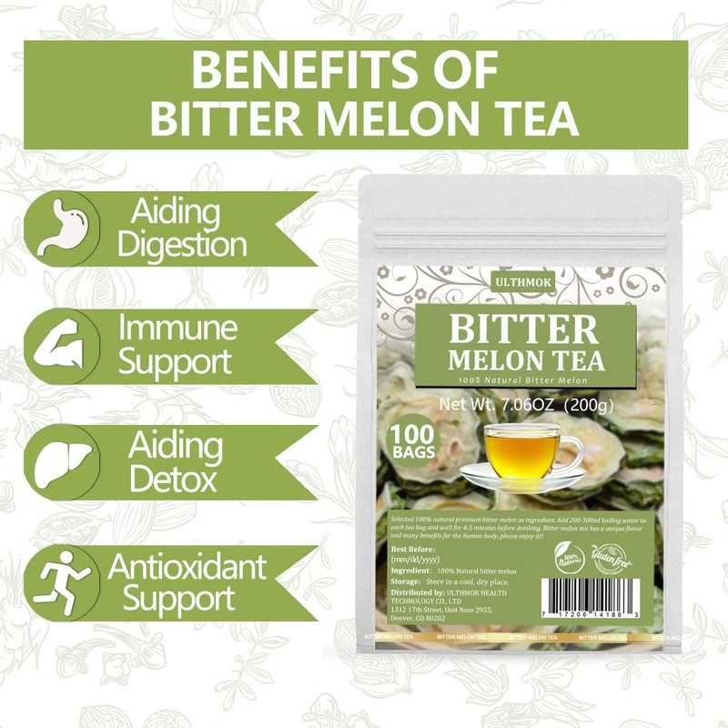 Premium 100 Bitter Melon Tea Bags, Made with 100% Pure