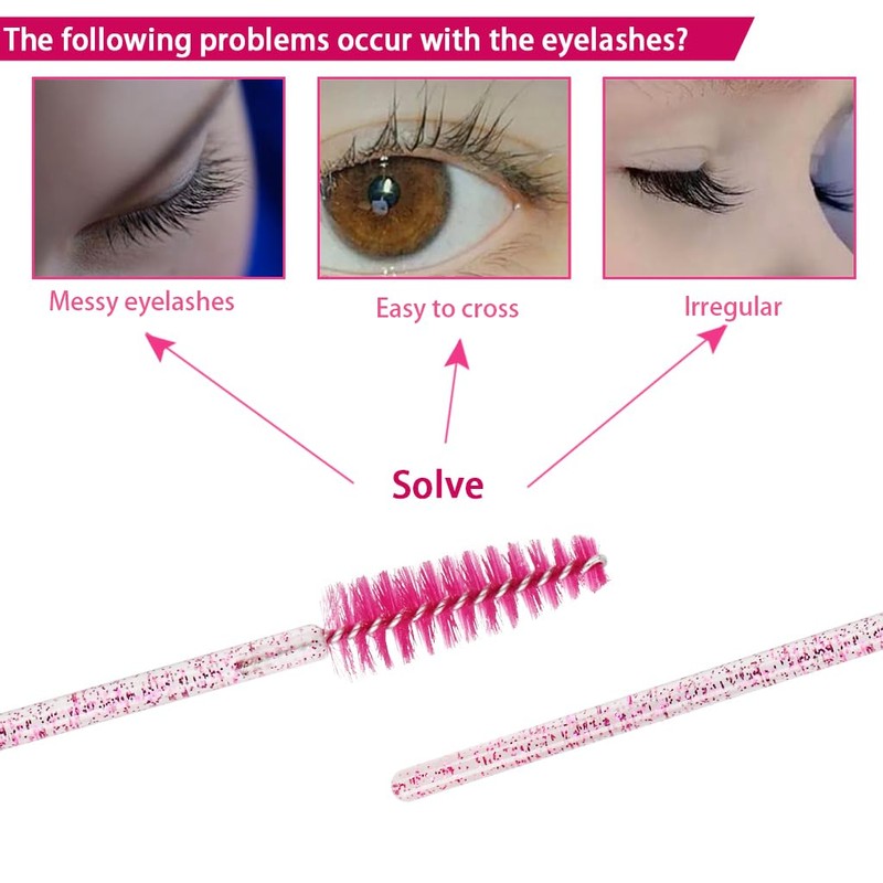 SWKJ 60 PCS Disposable Eyelash Brushes, Eyebrow Spoolies, Mascara Wands