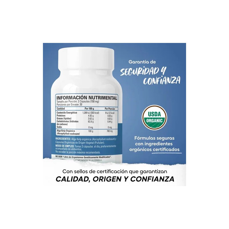 Alga Kelp Orgánica (60 Caps) Organic Side Sabor Natural