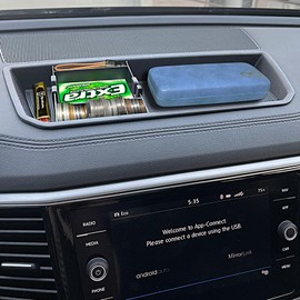 RUNROAD Dashboard Organizer Interior Tray Compatible with VW Atlas and Cross Sport 2018 2019 2020 2021 2022 2023 Accessories, Dash Mounted Storage Holder Insert Dash Board Black