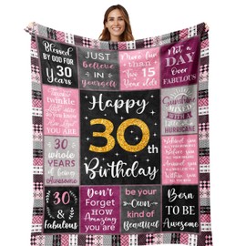 Amonee-YL 30th Birthday Gifts for Women, 30 Yr Birthday Blanket 50"X60", 30th Bday Gifts for Her, 30th Birthday Decorations for Her, 30 Year Old Birthday Gifts for Women, Gift for 30 Year Old Woman