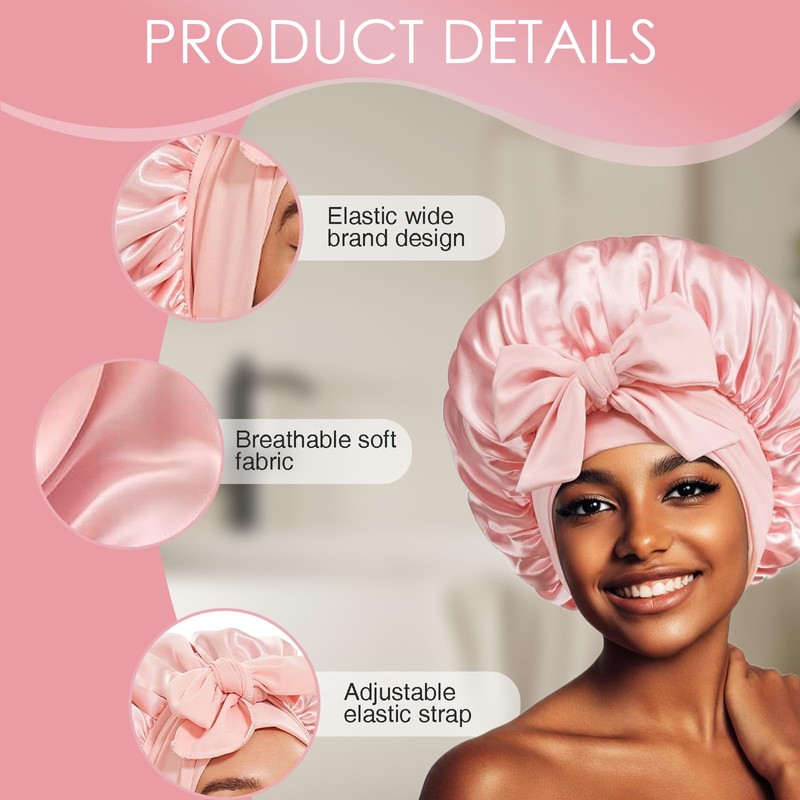 XdealCozyxc 2 Pcs Silk Bonnet for Sleeping, Satin Bonnet, Adjustable