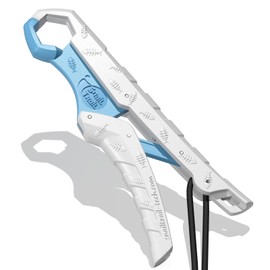 SNAIL TRAIL 7.5''/9'' Floating Fish Gripper, Fishing Grabber, Catfish Mouth Pliers, Caught Bass Holder, Digital Scale Hook Clamp, Saltwater Lip Grip Tool with Lanyard, Gifts for Men, White-Blue