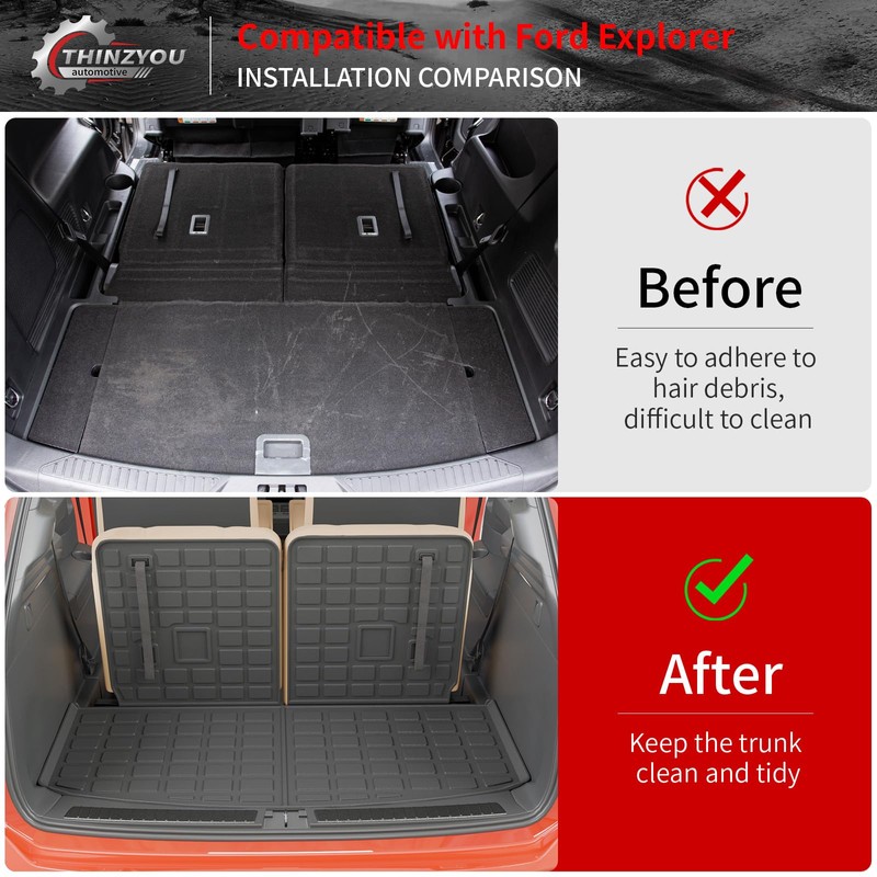 Thinzyou Cargo Mat Compatible with 2020-2025 2026 Ford Explorer Trunk
