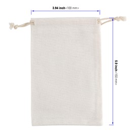 KOHAND 40 PCS White Cotton Muslin Bags, 10 x 15 cm Natural Small Fabric Bags with Drawstring, Portables Canvas Drawstring Bag for Party, Festival, Storage, Decorating