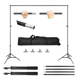 6.5 X 10ft Heavy Duty Photography Backdrop Support Stand Set Adjustable Photo Video Studio Backdrop Backgroundcolor: Silver Color