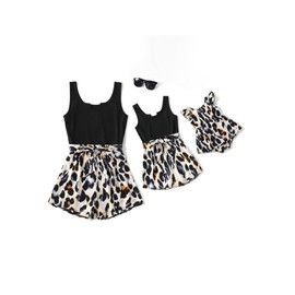 PATPAT Mother Daughter Jumpsuit Set - Matching Summer Outfit for Mum, Daughter & Baby, Family Outfit Summer, Comfortable Onesie for Mother & Daughter, Perfect for Holiday, Photo Shoot, Leisure, black