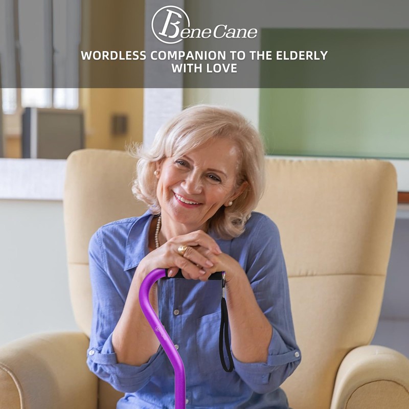 BeneCane Quad Cane Adjustable Walking Cane with Offset Soft Cushioned