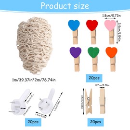 XREE Fishing Net Decoration Set, Maritime Decorative Photo Wall with 40 Clips, DIY 20 Traceless Nails, Photo Hanging Wall Decoration for Birthday, Party, Suggestion, Carnival, Weddings, Valentine's