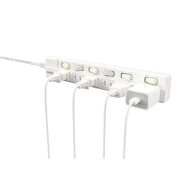 Power Tap, Switch Power Tap, Outlet Tap, 1500 W, 3.6 ft (1 m), 6 Slots, Lightning Guard, Individual Switch, Dust Shutter Included, Insulated Cap, Tracking, 180° Swivel Swing Plug, AC Power Supply, AC