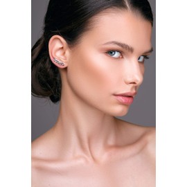 Minimalist Ear Cuffs Earrings Made of Sterling Silver, Handmade Jewellery by Emmanuela, Minimal Earring Cuffs, Ear Climber Hypoallergenic, Ear Cuff (Rose Gold)