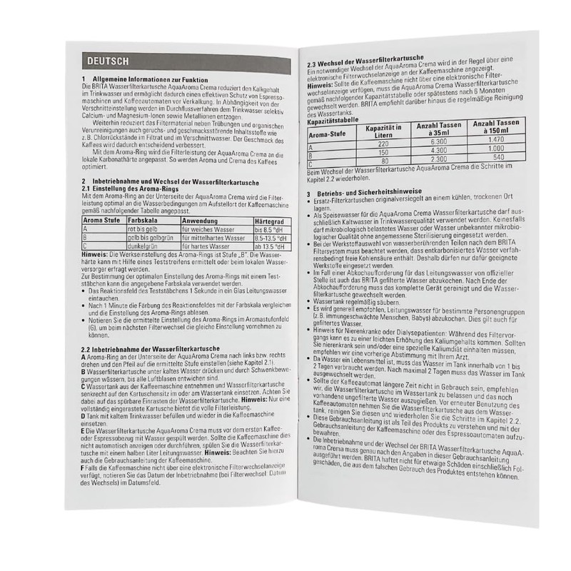 ECM Aroma-C Water Filter 2 Brita Suction Cartridges Including a