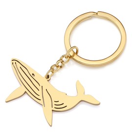 NEWEI Cute Jellyfish Keychain Dolphin Whale Key Chain Rings Charms Decorations for Women Girls Ocean Animals Lovers Charms, Whale Gold Plated #4, W2L2