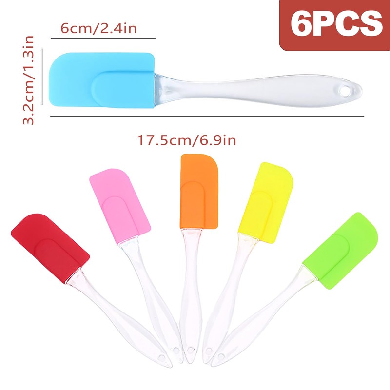 Tnkcter 6-Piece Mini Silicone Spatula Set, Small Heat-Resistant Rubber Spatulas