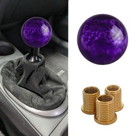 QZTYTY Shift Knob Manual Gear, Shifter Knobs, Acrylic Round Gear Shift Stick Head with 3 Adapters, Auto Shifter Stick Head Accessories for Most Manual Car M8*1.25, M10*1.25, M10*1.5, M12*1.25 (Purple)