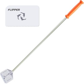 FL!PPER Flipper Platinum Scraper and Fish Tank Cleaner with Serrated Blade for Glass and Acrylic | Hand Algae Remover for Aquariums Professional Fish Tank Accessories | 28” Rigid Shaft