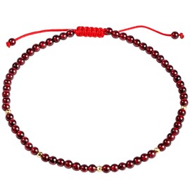Jewever Natural Red Garnet Anklet Bracelet For Women Beach Foot Jewelry Real Gemstone Healing Crystals Gem Yoga Meditation Adjustable Foot Bracelet