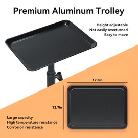 HYTOBP Salon Tray, Adjustable Height Salon Rolling Tray Cart with Wheels, Aluminum Hairstylist Color Tattoo Tray with Wheels for Salon&Spa Use(43inch-Black)