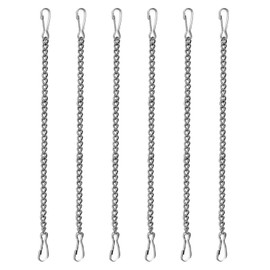 6 Pcs 24 Inch Stained Glass Window Hanging Chain - Silver 304 Stainless Steel Hanging Chain, Window Art Decor, Patio Garden Outdoor Decorative Hanging Glass Panels Chains