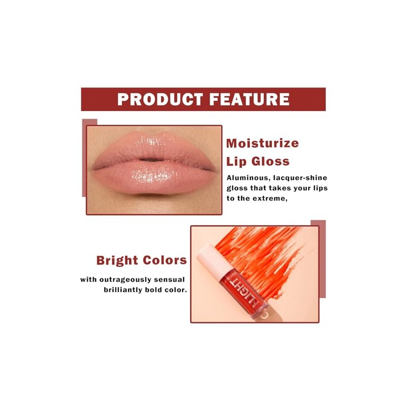 6 Piezas Lip Oil Tint Gloss Labial Permanente Rojo Labiales