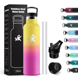 KollyKolla Stainless Steel Water Bottle, 750 ml, Leak-Proof Water Bottle with Straw, BPA-Free, Double-Walled Vacuum Insulated, Double Walled Vacuum Insulated, Water Bottle for Travel, Camping, Hiking