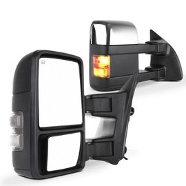 SCITOO Towing Mirrors Compatible with 1999-2007 For Ford For F250/For F350/For F450/For F550 Super Duty A Pair Power Adjusted,Heated,Turn Signal Light,with Chrome Cap Housing