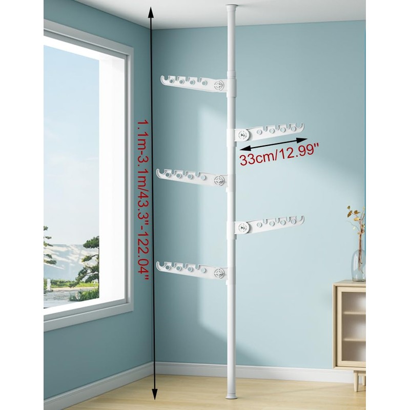 LIYIVNAA 5-Tier Clothes Drying Rack Telescopic Coat Hanger Garment Stand