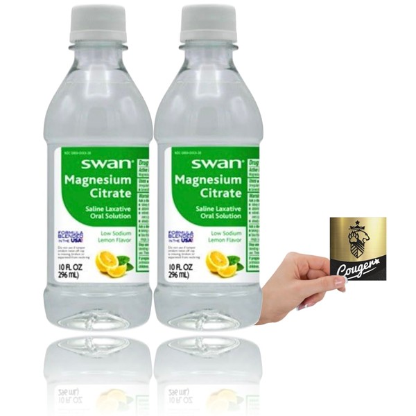 Couger Swan Magnesium Citrate Saline Laxative - Lemon (2-Pack) with Couger Sticker