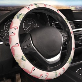 Pink-Flamingos 15 Inch Universal Steering Wheel Covers, Anti Slip Sweat Absorption Elasticity Car Accessories Steering Wheel Protector,Applicable to All Cars