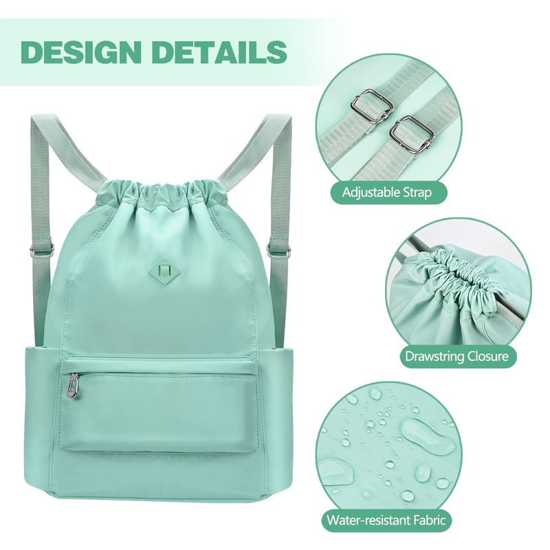 BAVELOE Drawstring Backpack with Wet Pocket Gym Backpack Water-Resistant Cinch