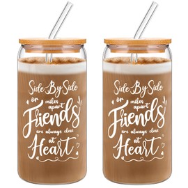 Nuenen 2 Pieces Friends Gifts Coach Gifts Chaos Coordinator Gifts for Women 16 oz Glass Coffee Tumbler Cup for Birthday Gifts Appreciation Thank You Gift Coach Sisters Coworker(Friends)