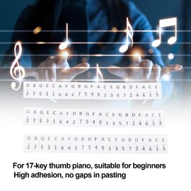 Kalimba Scale Sticker Notes Sticker 17 Key Thumb Piano Keys Stickers Kalimba Staff Labels Button Musical Note Decoration for Beginners and Children (White)