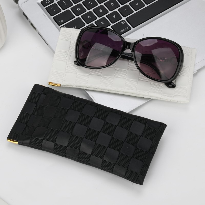 Sightor Sunglasses Case, 2 Pcs Soft Eyeglass Cases Checkered Sunglass