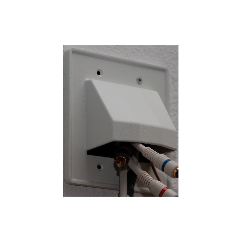 Arlington CE2-1 Recessed Low Voltage Cable Plate, 2-Gang, White, 1-Pack