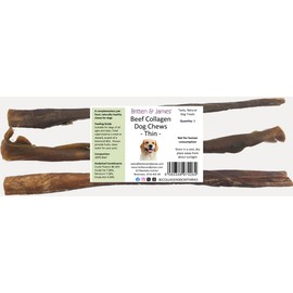Britten and James 3 Thin Beef Collagen Sticks for Dogs (30cm length). Natural Dental Chew Dog Treat - Long Lasting, Grain Free and Hypoallergenic