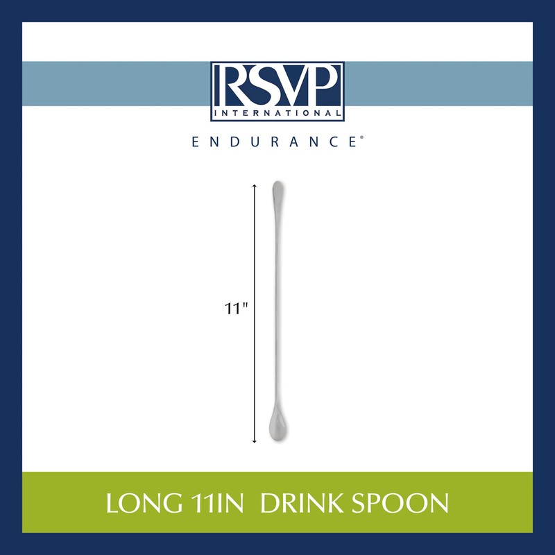 RSVP International Endurance Collection Barware/Coffee Spoon, Long, 11-inch, Stainless Steel