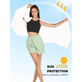 VENVSBEE Shawl Wraps For Women UPF 50+ UV Sun Protection Summer Shawl Lightweight Cooling Travel Scarf Beach Swimsuit Cover Up-01 White