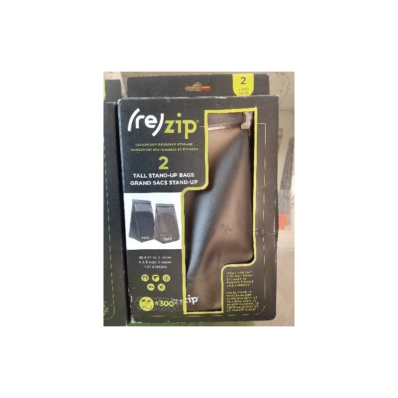 (re)zip 4PK Gray Reusable Leak-Proof Food Storage Tall Pantry Bag