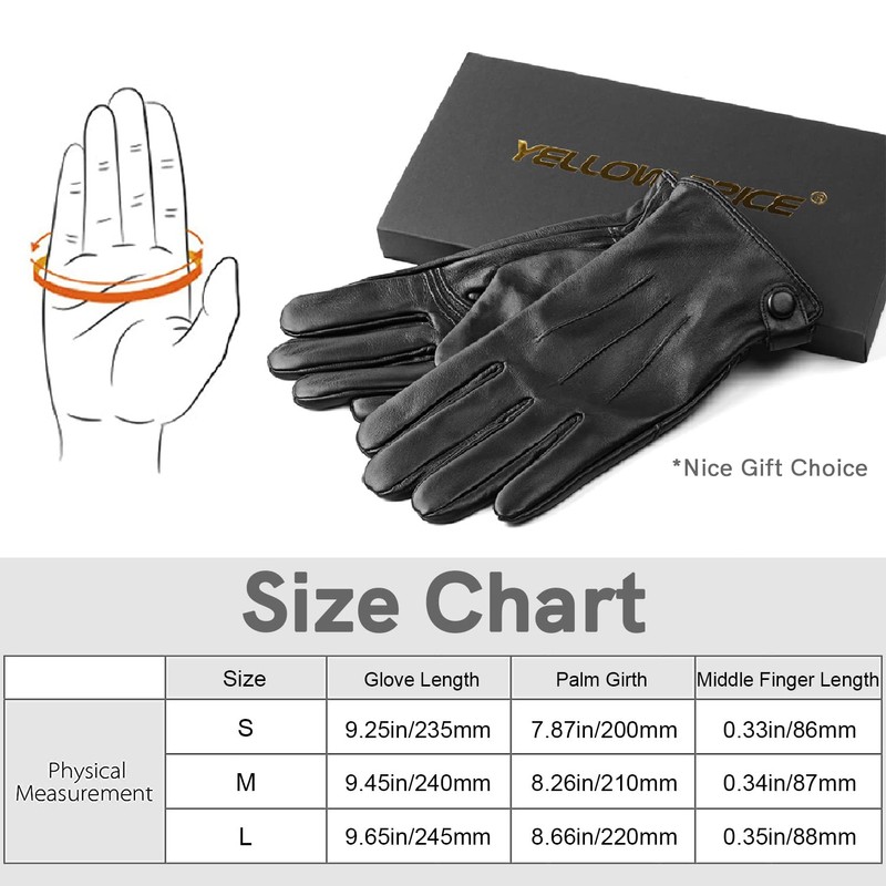 Real Sheepskin Leather Gloves, 100% Cashmere Lining Winter Gloves, Touchscreen