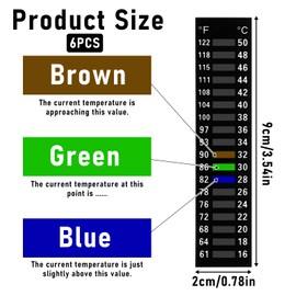 6 Pcs Fish Tank Thermometer Strips, Adhesive Aquarium Thermometer Stickers, Digital Temperature Test Strips, Easy-to-Read Fishes Temperature Stickers for Fishes Inside Tank, 61-122℉(15-50℃)