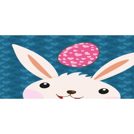 Ambesonne Bunny Pencil Pen Holder, Eastern Rabbit with a Love Themed Egg on Repetitive Hearts Pattern, Ceramic Pencil Holder for Desk Office Accessory, 3.6" X 3.2", Petrol Blue Pink and Blush