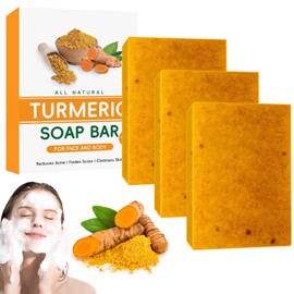 YANINEE 3 PC Lemon Kojic Acid Soap Original, Kurkuma Seife, Turmeric Brightening Soap, Damen-Herren-Seifenstück für Gesicht & Körper