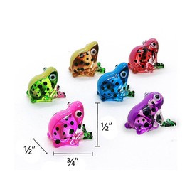 WitnyStore Tiny ¾ Inch Pink Black Dotted Short Face Frog Figurine - Miniature Hand Blown Glass Poison Dart Frogs Amphibian Animals Colorful Small Crystal Decorative Collectible Figures Décor Gifts