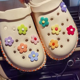 Flower Shoe Charms for Girls and Women Set of 10 Daisy Peach Blossom Floral Cartoon Shoe Charms Pack Cool Trendy Shoe Decoration Accessories