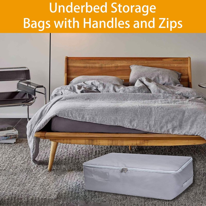 JMIATRY 4 Pack Underbed Storage Boxes with Lid, 50L Foldable