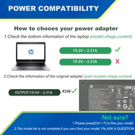 Laptop Power Supply Charger 19.5 V 2.31 A 45 W for HP Stream 11 13 14 HP 15 Notebook PC Series Pavilion; HP 740015-003 741727-001 TPN-C125 HSTNN-LA40 740015-004 72109 2-001 AC Laptop Charger