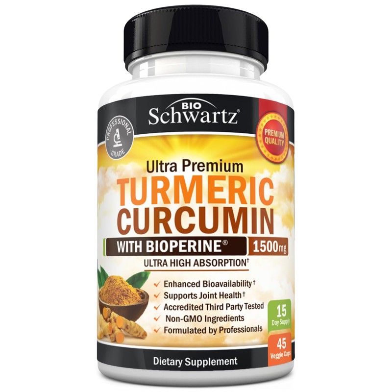 Curcumina de cúrcuma de 1500 mg con pimienta negra, 95%