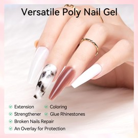 Makartt Poly Nail Gel Set - 6 Pastel Colors Buillder for Extension, Overlay Strengthener 3D Diy, Multifunctional, Long-lasting Enhancement Solution for Salon DIY at Home 15ML Pink Blue Green Purple